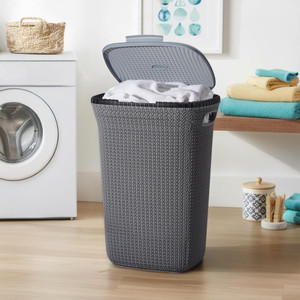 jefa 55 l silver laundry basket plastic