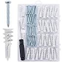 JEGONFRI 100PCS Self-Drilling Drywall Anchors and Screws Kit, Holds 75Lbs