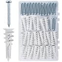 JEGONFRI 60PCS Self-Drilling Drywall Anchors and Screws Kit, Holds 75Lbs