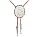 Jeilwiy Bolo Tie for Men Real Stone Westwern Cowboy Ties Silver Bolos Women Leather Necktie Gift for Birthday Christmas