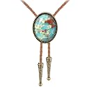 Jeilwiy Bolo Tie for Men Real Stone Westwern Cowboy Ties Silver Bolos Women Leather Necktie Gift for Birthday Christmas