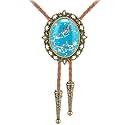 Jeilwiy Bolo Tie for Men Real Stone Westwern Cowboy Ties Silver Bolos Women Leather Necktie Gift for Birthday Christmas