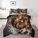 jejeloiu Bass Fish Kids Comforter Set Toddler Size Fishing Bedding Set Rustic Cabin Country Duvet Quilt for Kids Boys Girls Bedroom Decor Microfiber Ultra Soft Breathable