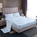 jejeloiu Bow Bed Sheets Set King Size Cute Bowknot Deep Pocket Fitted Sheet Blue Bedding Sets Princess Style Soft Bed Set 4Pcs with 2 Pillow Cases Kawaii