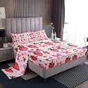 jejeloiu Bow Bed Sheets Set Queen Size Strawberry Bed Set for Kids Boys Girls Cute Bowknot Deep Pocket Fitted Sheet Kawaii Breathable Soft Lightweight Microfiber Red Pink