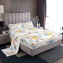 jejeloiu Bow Bed Sheets Set Twin Size Floral Bed Set Cute Deep Pocket Fitted Sheet Princess Style Breathable Soft Lightweight Microfiber Pink Blue