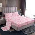 jejeloiu Bow Bed Sheets Sets Queen Size Kids Boys Girls Cute Bowknot Bedding Set Pink Bed Sheet Set with 16-Inch Deep Pockets Princess Style 4Pcs with 2 Pillow Cases Kawaii