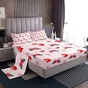 jejeloiu Bow Bed Sheets Sets Twin Size Kids Boys Girls Cherry Bedding Set Cute Bowknot Bed Sheet Set with 16-Inch Deep Pockets Kawaii 3Pcs with 1 Pillow Cases Light Pink