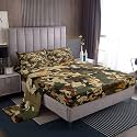 jejeloiu Camouflage Botanical Bedding for Girls Boys Kids Queen Size Camo Bed Sheets Set Room Decor Military Style 4 Pieces Sheet with 26 Inch Deep Pockets Breathable Soft Lightweight Microfiber