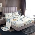 jejeloiu Cute Airplane Bed Sheets Set Full Size Hot Air Balloon Deep Pocket Fitted Sheet Kawaii Bedding Sets Cloud Pattern Soft Bed Set 4Pcs with 2 Pillow Cases Light Blue