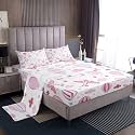 jejeloiu Cute Airplane Bed Sheets Sets King Size Kids Boys Girls Hot Air Balloon Bedding Set Kawaii Bed Sheet Set with 16-Inch Deep Pockets Cloud Pattern 4Pcs with 2 Pillow Cases White Pink