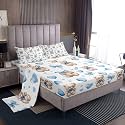 jejeloiu Cute Bear Bed Sheets Set Full Size Bowknot Deep Pocket Fitted Sheet Heart Bedding Sets Kawaii Soft Bed Set 4Pcs with 2 Pillow Cases Baby Blue