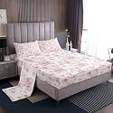 jejeloiu Cute Elephant Bed Sheets Sets King Size Kids Boys Girls Heart Bedding Set Kawaii Bed Sheet Set with 16-Inch Deep Pockets 3D Wild Animal Pattern 4Pcs with 2 Pillow Cases Pale Pink