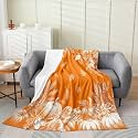 jejeloiu Fall Pumpkin Flannel Blanket Plush Fuzzy Rustic Fleece Throw Blanket Farmhouse Autumn Maple Leaves Plush Lightweight Sofa Throw Vintage Country 40"x50" Orange for Bed Couch Chair Living Room