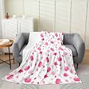 jejeloiu Fall Pumpkin Flannel Blanket Plush Fuzzy Rustic Fleece Throw Blanket Farmhouse Autumn Maple Leaves Plush Lightweight Sofa Throw Vintage Country Throw 50"x60" Pink Whity for Bed Couch Chair