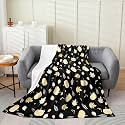 jejeloiu Fall Pumpkin Flannel Blanket Plush Fuzzy Rustic Fleece Throw Blanket Farmhouse Autumn Maple Leaves Plush Lightweight Sofa Throw Vintage Country Baby 30"x40" Black Beige for Bed Couch Chair