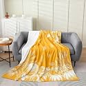 jejeloiu Fall Pumpkin Flannel Blanket Plush Fuzzy Rustic Fleece Throw Blanket Farmhouse Autumn Maple Leaves Plush Lightweight Sofa Throw Vintage Country Baby 30"x40" Yellow for Bed Couch Chair