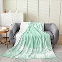 jejeloiu Fall Pumpkin Fleece Throw Blanket Rustic Flannel Blanket Plush Fuzzy Farmhouse Autumn Maple Leaves for Bed Couch Chair Living Room Vintage Country Throw 50"x60" Green Bedroom Decor