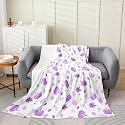 jejeloiu Fall Pumpkin Fleece Throw Blanket Rustic Flannel Blanket Plush Fuzzy Farmhouse Autumn Maple Leaves for Bed Couch Chair Living Room Vintage Country 40"x50" Purple White Bedroom Decor