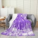 jejeloiu Fall Pumpkin Plush Throw Blanket Rustic Flannel Blanket Queen 90"x90" Farmhouse Autumn Maple Leaves All Season Vintage Country for Couch Bed Sofa Purple Bedroom Decor