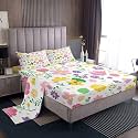 jejeloiu Floral Bed Sheets Set Full Size Plant Deep Pocket Fitted Sheet Farmhouse Garden Bedding Sets Cute Soft Bed Set 4Pcs with 2 Pillow Cases Yellow Pink