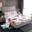 jejeloiu Floral Bed Sheets Set Full Size Plant Bed Set for Kids Boys Girls Farmhouse Garden Deep Pocket Fitted Sheet Cute Breathable Soft Lightweight Microfiber Colorful