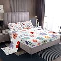 jejeloiu Floral Bed Sheets Sets Full Size Kids Boys Girls Plant Bedding Set Farmhouse Garden Bed Sheet Set with 16-Inch Deep Pockets Cute 4Pcs with 2 Pillow Cases Red Blue