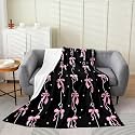 jejeloiu Girls Black Bow Plush Throw Blanket Girly Cute Bowknot Flannel Blanket Queen 90"x90" Dreamy Princess Style Bow All Season Kawaii for Couch Bed Sofa Black Bedroom Decor