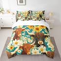 jejeloiu Highland Cow Twin Comforter Set with Sheets for Kids Boys Girls Highland Cattle 7 Pieces Bedding Set Sunflower Bed in a Bag Room Decor Soft Lightweight Microfiber