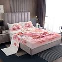 jejeloiu Princess Bed Sheets Sets Queen Size Kids Boys Girls Pink Castle Bedding Set Cute Bed Sheet Set with 16-Inch Deep Pockets Kawaii 4Pcs with 2 Pillow Cases White and Pink