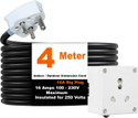 JELECTRICALS 16Amp Single Socket 2000 Watt 4 Meter 1 Socket Extension Boards (White, 4 m)