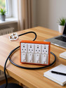 JELECTRICALS Brown (4+4) Heavy Duty Extension Board 6A 2 Switch & 1.5 Meter Wire 4 Socket Extension Boards (Brown, White, 1.5 m)