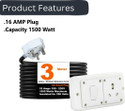 JELECTRICALS Power Extension Cord 6A16A Universal Socket