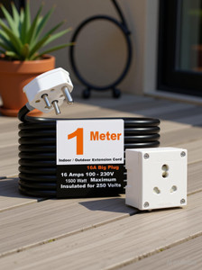 jelectricals power plug 16amp single socket 1500 watt 1 meter- 1 socket extension boards white 1 m