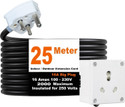 JELECTRICALS Power Plug 16Amp Single Socket 2000 Watt 25 Meter 1 Socket Extension Boards (White, 25 m)