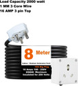JELECTRICALS Power Single Socket 16 AMP 2000 Watt 8 Meter 1 Socket Extension Boards (White, 8 m)
