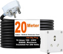 JELECTRICALS Single Socket Power 2000 Watt 20 Meter 1 Socket Extension Boards (White, 20 m)