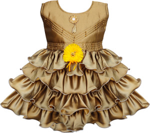 jelly garments baby girls midiknee length festivewedding dress gold sleeveless
