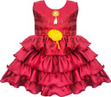 JELLY GARMENTS Baby Girls Midi/Knee Length Festive/Wedding Dress (Maroon, Sleeveless)