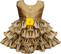 JELLY GARMENTS Baby Girls Midi/Knee Length Festive/Wedding Dress (Gold, Sleeveless)