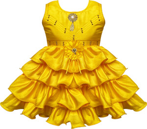 jelly garments girls midiknee length festivewedding dress yellow sleeveless
