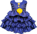 JELLY GARMENTS Girls Midi/Knee Length Festive/Wedding Dress (Blue, Sleeveless)