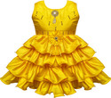 JELLY GARMENTS Girls Midi/Knee Length Festive/Wedding Dress (Yellow, Sleeveless)