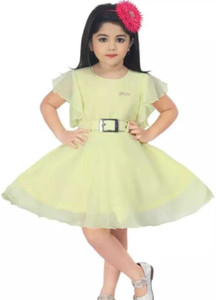 jelly qelly fashion girls midiknee length casual dress yellow short sleeve