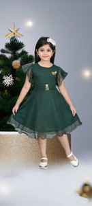 jelly qelly fashion girls midiknee length casual dress green short sleeve