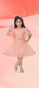 jelly qelly fashion girls midiknee length casual dress orange short sleeve