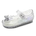 Jelly Shoes for Girls Princess Dress Up Flat Sandals for Toddler Cosplay Clear Glitter Jellies Mary Janes with Bow/Crown