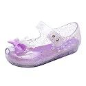 Jelly Shoes for Girls Princess Dress Up Flat Sandals for Toddler Cosplay Clear Glitter Jellies Mary Janes with Bow/Crown