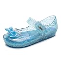 Jelly Shoes for Girls Princess Dress Up Flat Sandals for Toddler Cosplay Clear Glitter Jellies Mary Janes with Bow/Crown