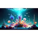 Jellyfish Aquarium Background Underwater Sunray Scene Fish Tank Background Under The Sea Corals Ocean Seabed Landscape Terrarium Backgrounds Tropical Sea Marine Life Aquarium Tank Wallpaper 72x18in